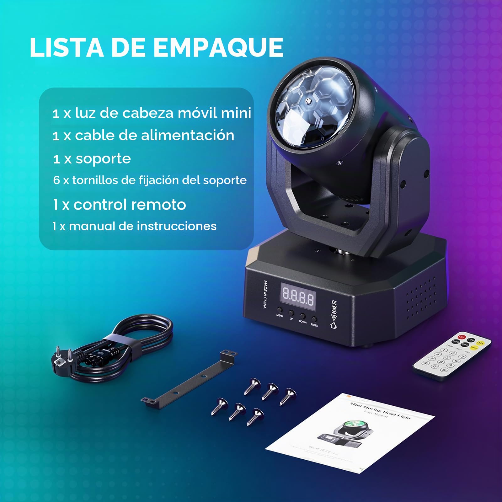 2PCS Cabeza Móvil LED 30W,DMX512 RGW Efectos de Iluminación,Con Control Remoto 5 Modos de Control Mini Cabeza Movil LED Discoteca Para Fiestas,DJ e Iluminación