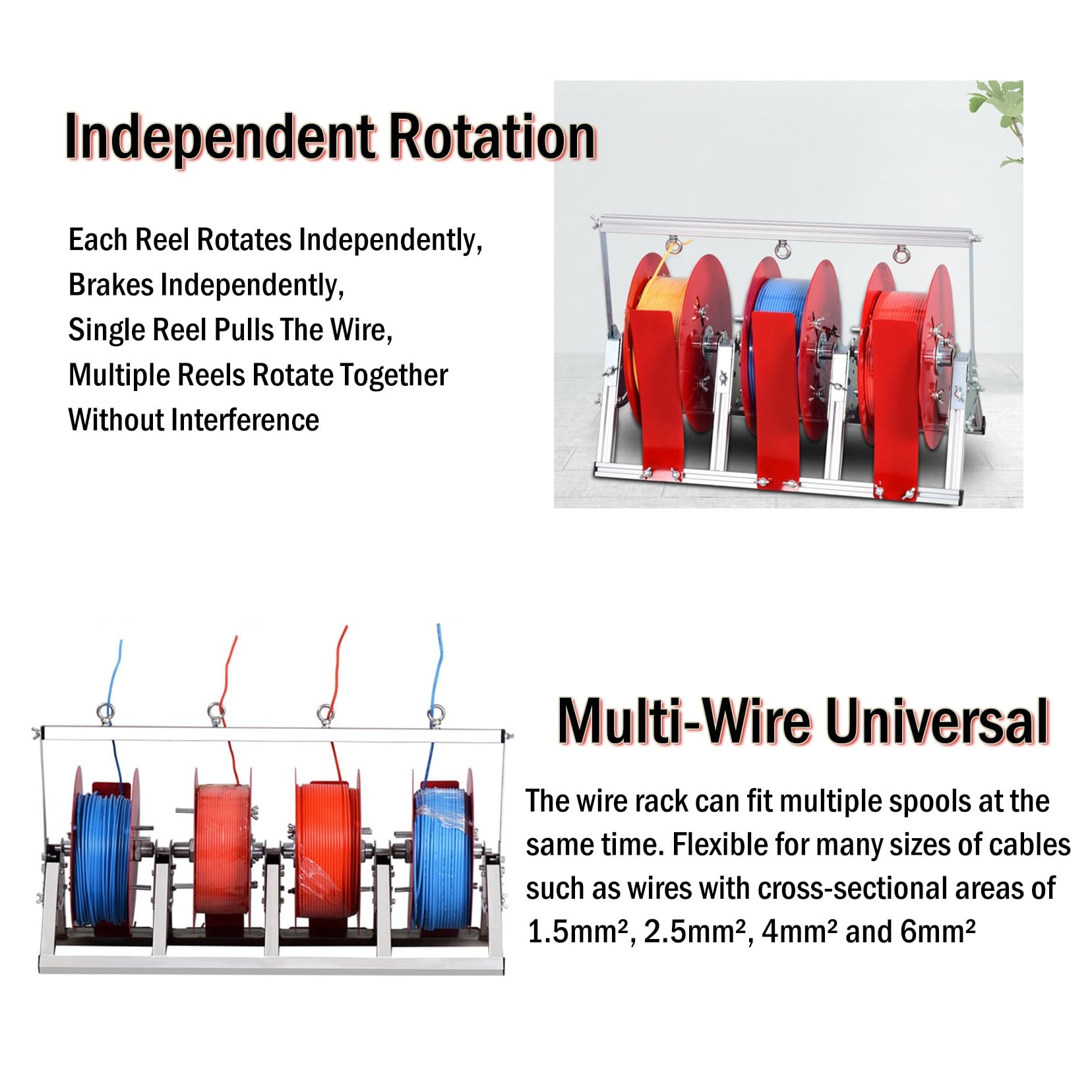 svolgitore di cavi Supporto Mobile Per Bobine Di Cavi Elettrici/ Industriali - Supporto Per Bobine Di Cavi Per Fili Inferiori A 6 Millimetri Quadrati - Distributore Di Fili E Cavi(3 reels)