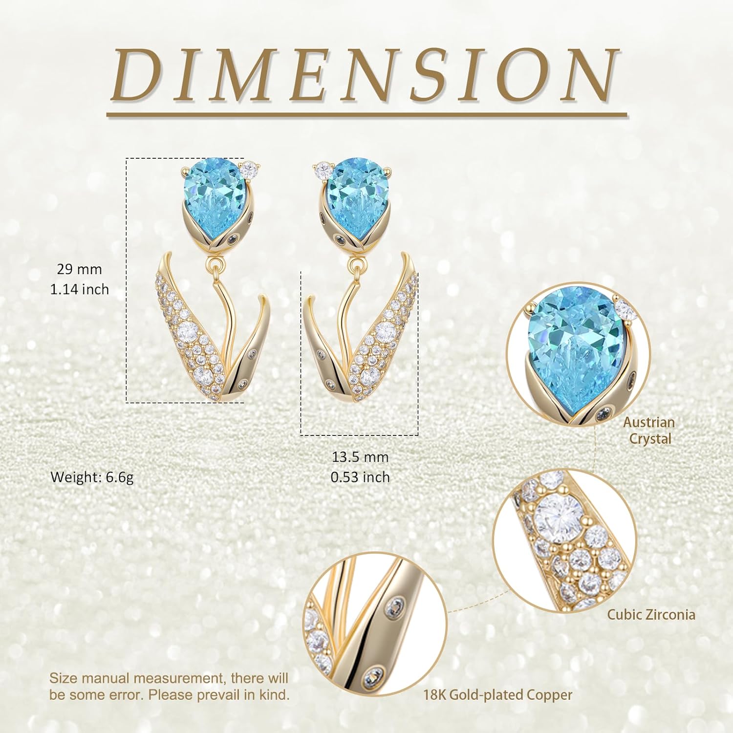 Austrian Crystal Tulip Earrings 18K Gold-plated Tulip Dangle Drop Earrings Flower Jewelry Birthday Christmas Gifts for Women