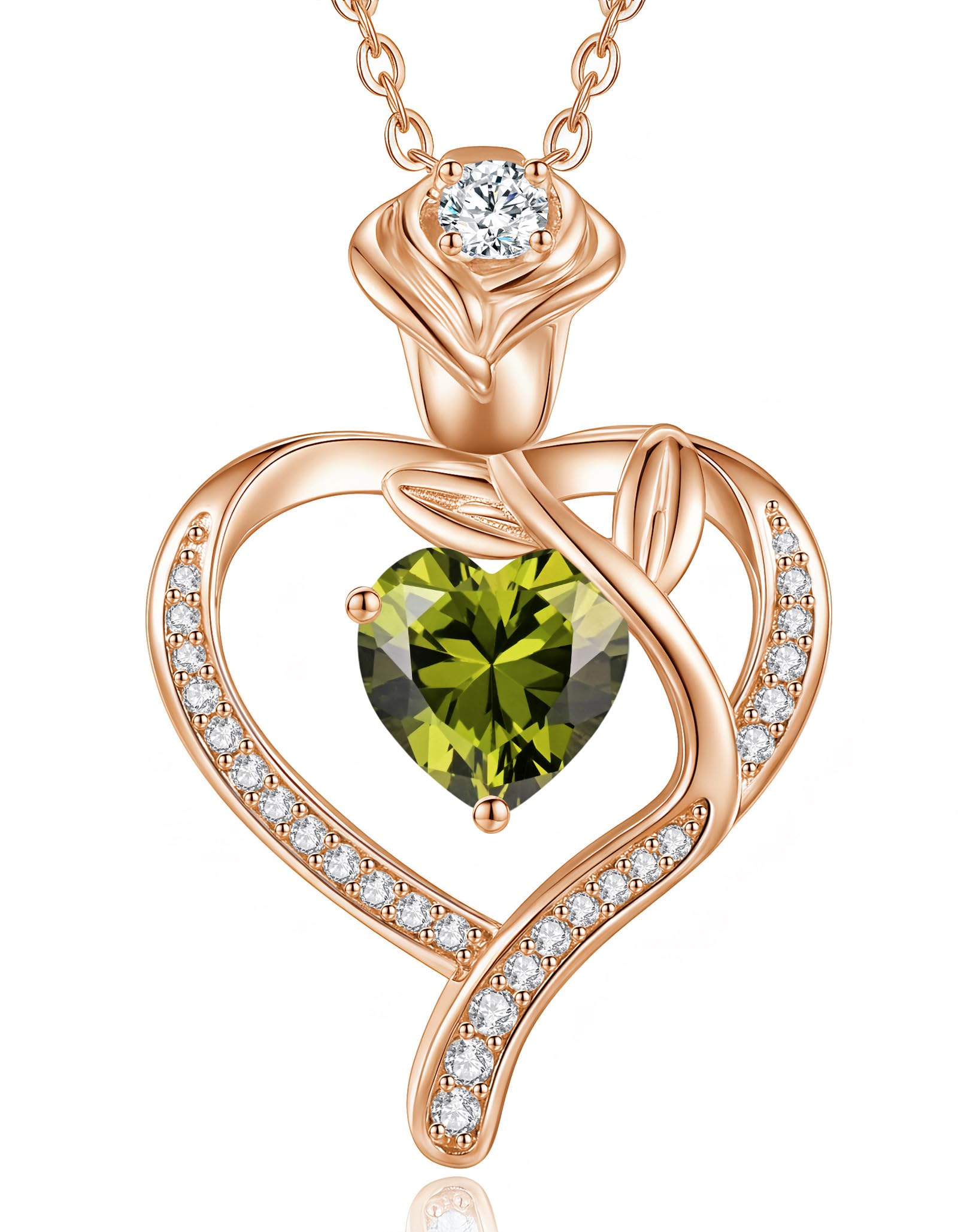 CDE Halskette Damen Rosegold Herz Kette Sterling Silber 925 Geburtsstein Geschenke für Frauen mit Schmuck Geburtstag Weihnachten Valentinstag Muttertag Mama