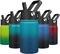 Vista 54 de BJPKPK Botella de agua aislada con tapa con pajilla, botellas de agua de metal de acero inoxidable de 15 onzas, botellas de agua reutilizables a