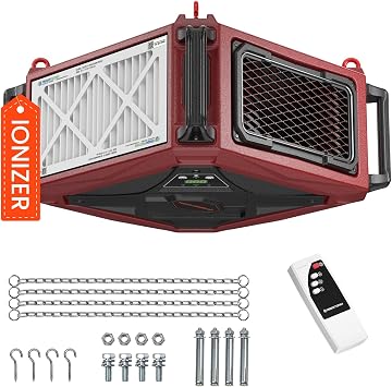 Abestorm Air Filtration System With Integrated Ionizer, Workshop Dust Collector With Powerful 1080Cfm Vortex Fan, Suitable For Woodworking, Garage, Workshops, Up to 1100 Square Feet