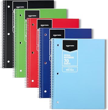 33% off: Amazon Basics Wide Ruled Spiral Notebook, For Work and School, 70 Sheets, 8" x 10.5", …