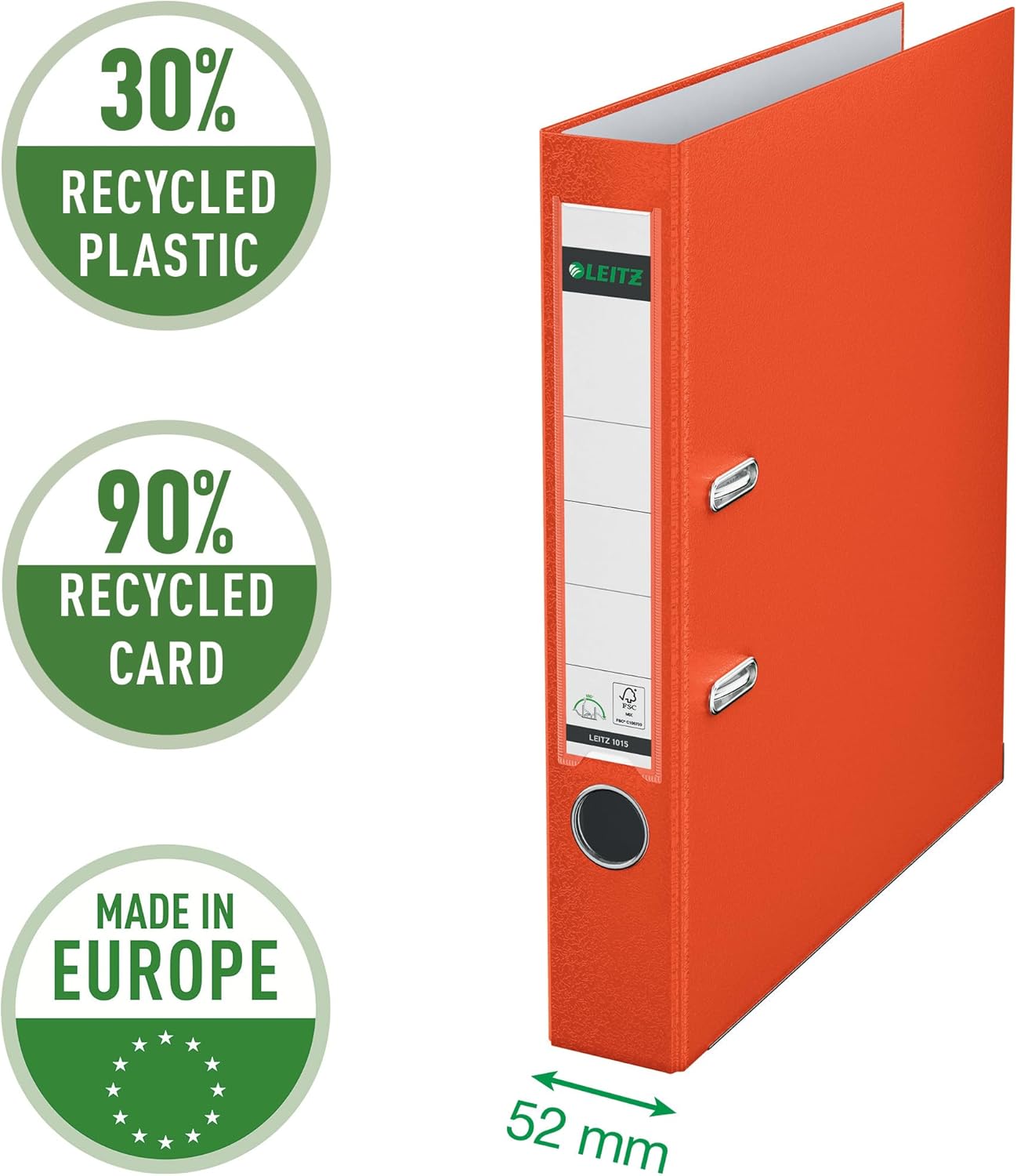 Leitz Lever Arch File, Light red, A4, 50mm Width, Plastic, 10150020