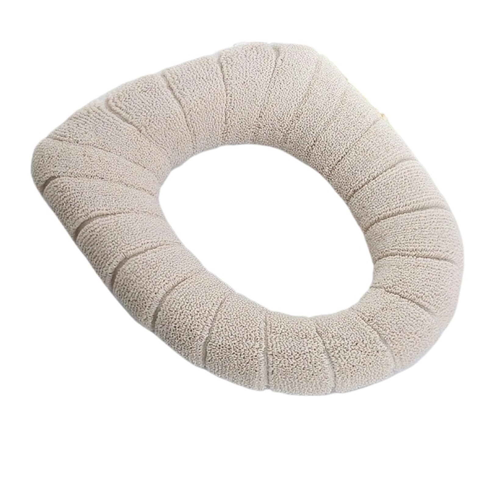 PADGCNOR Soft Toilet Seat Cushion Universal Warm Soft Washable Toilet Seat Cover Mat Lid(Beige)