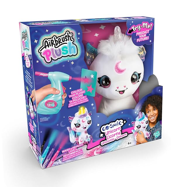 Canal Toys - Airbrush Plush - Colorea tu Unicornio con Cuerno Luminoso