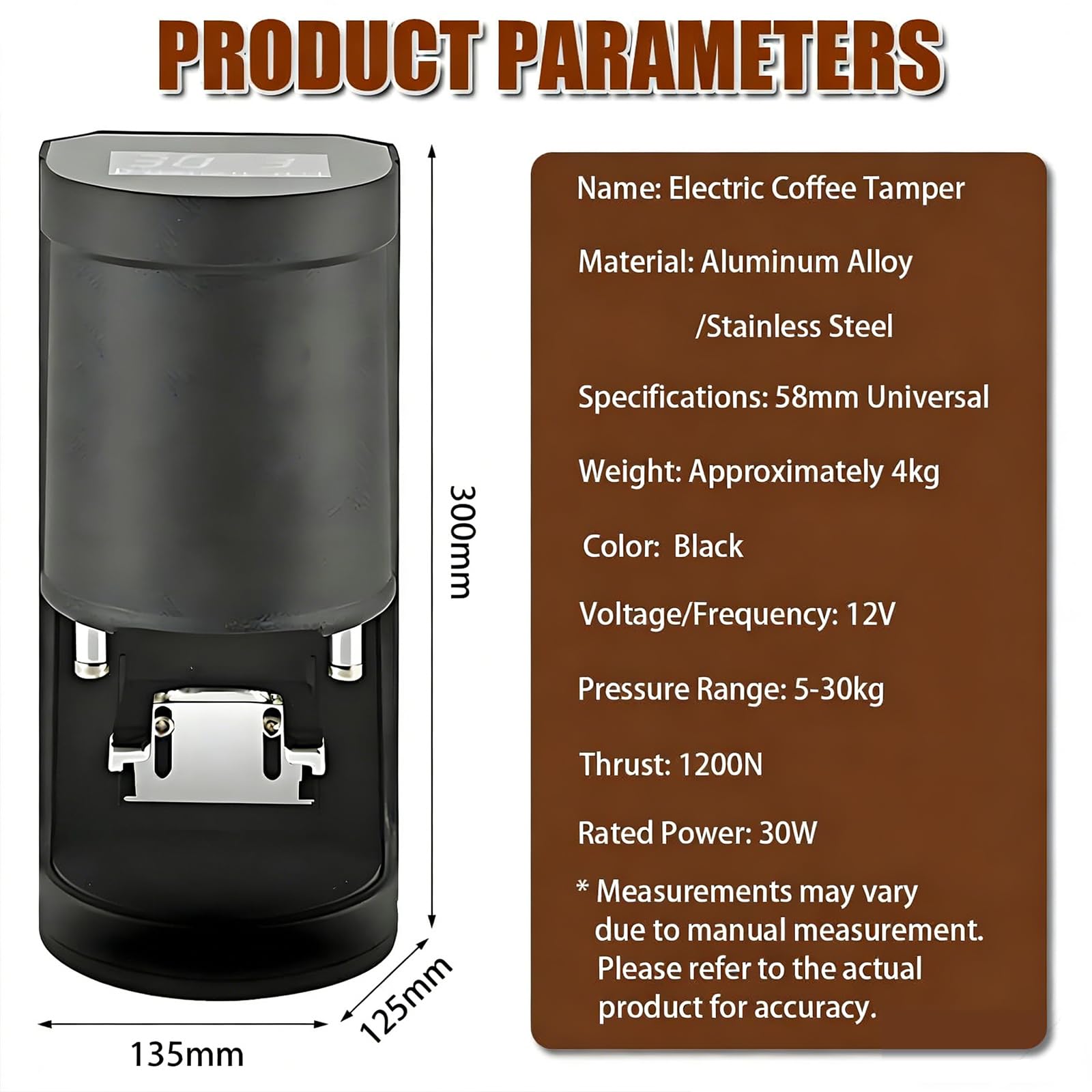 Prensador automático de espresso de 58 mm, presión ajustable de 5 a 30 kg, sensor inteligente para cafetería comercial y hogar