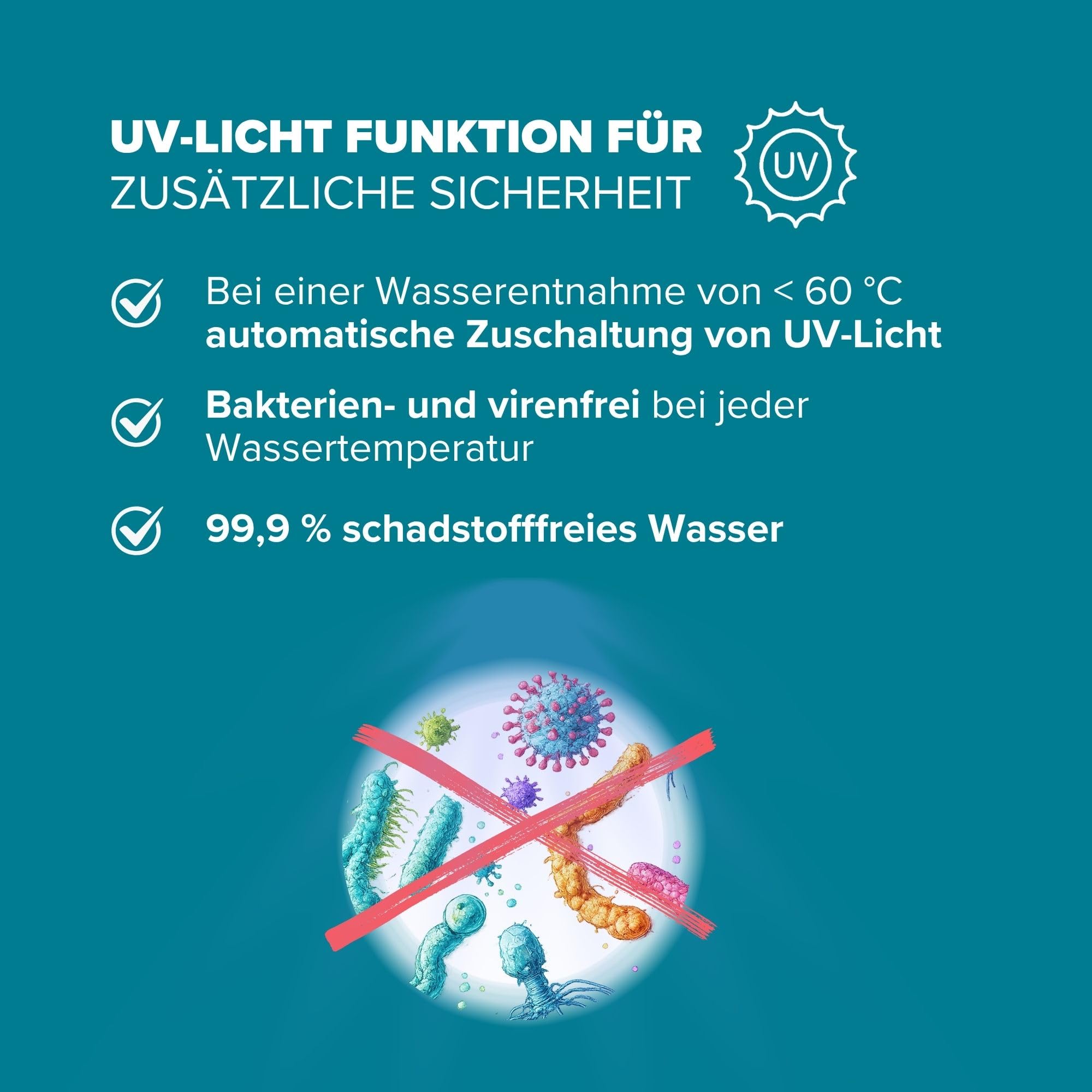 Health Rise Pure Water Pro Auftisch Umkehrosmoseanlage, Osmose Wasserfilter 5-stufig mit UV-Licht, Heißwasserfunktion 45-100°C, 4,5L Tank, Inkl. 2 Wasserkrüge