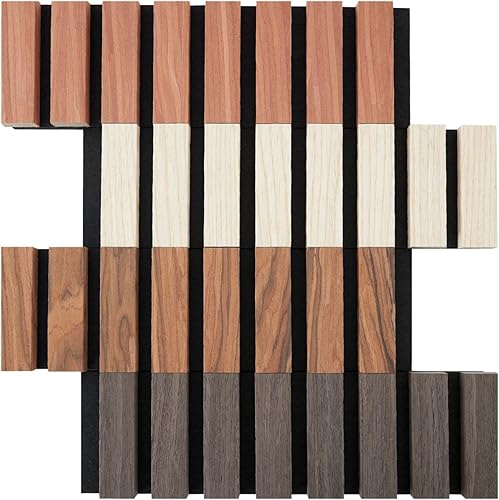 Miniatura 3 de Paneles de madera para pared, paneles de pared de listones insonorizados 3D, paquete de 4 paneles de pared de 6 x 4.7 pulgadas para decoración de