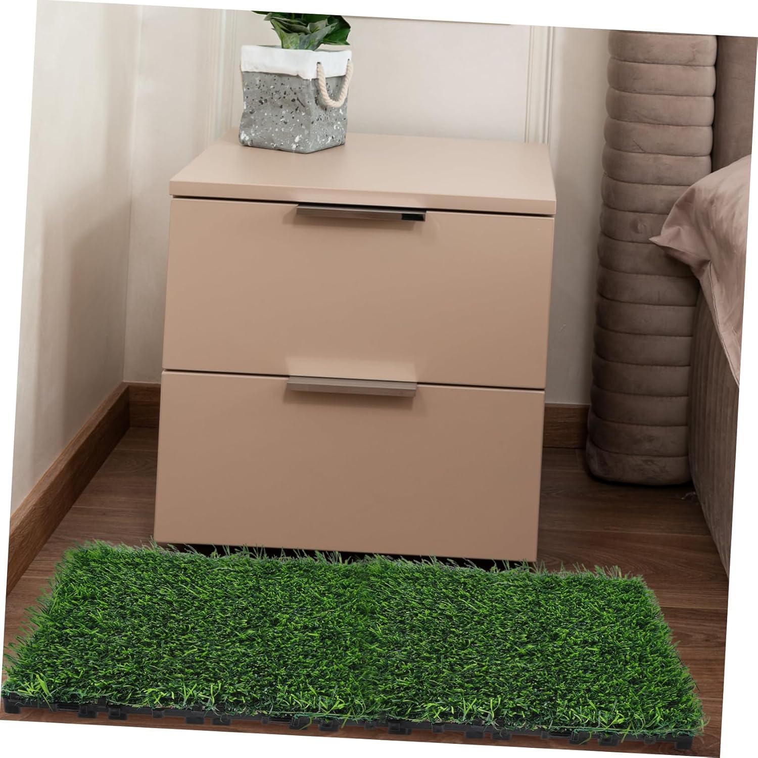 POPETPOP 4pcs Realistic Artificial Grass Rug Soft Faux Turf Mats for Use Green Grass Carpet for Projects Patios and Balconies