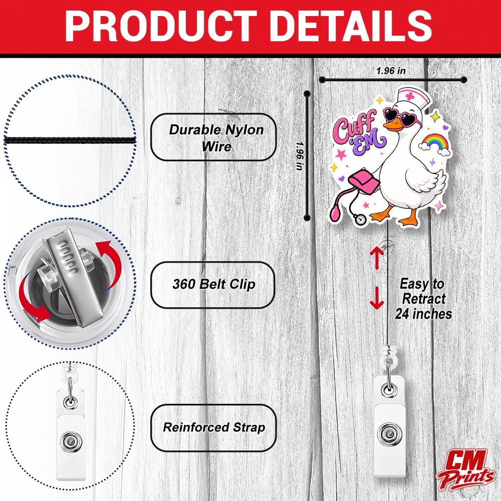 Funny Goose Blood Pressure Cuff Badge Reel Retractable ID Holder Nurse Gift image 5