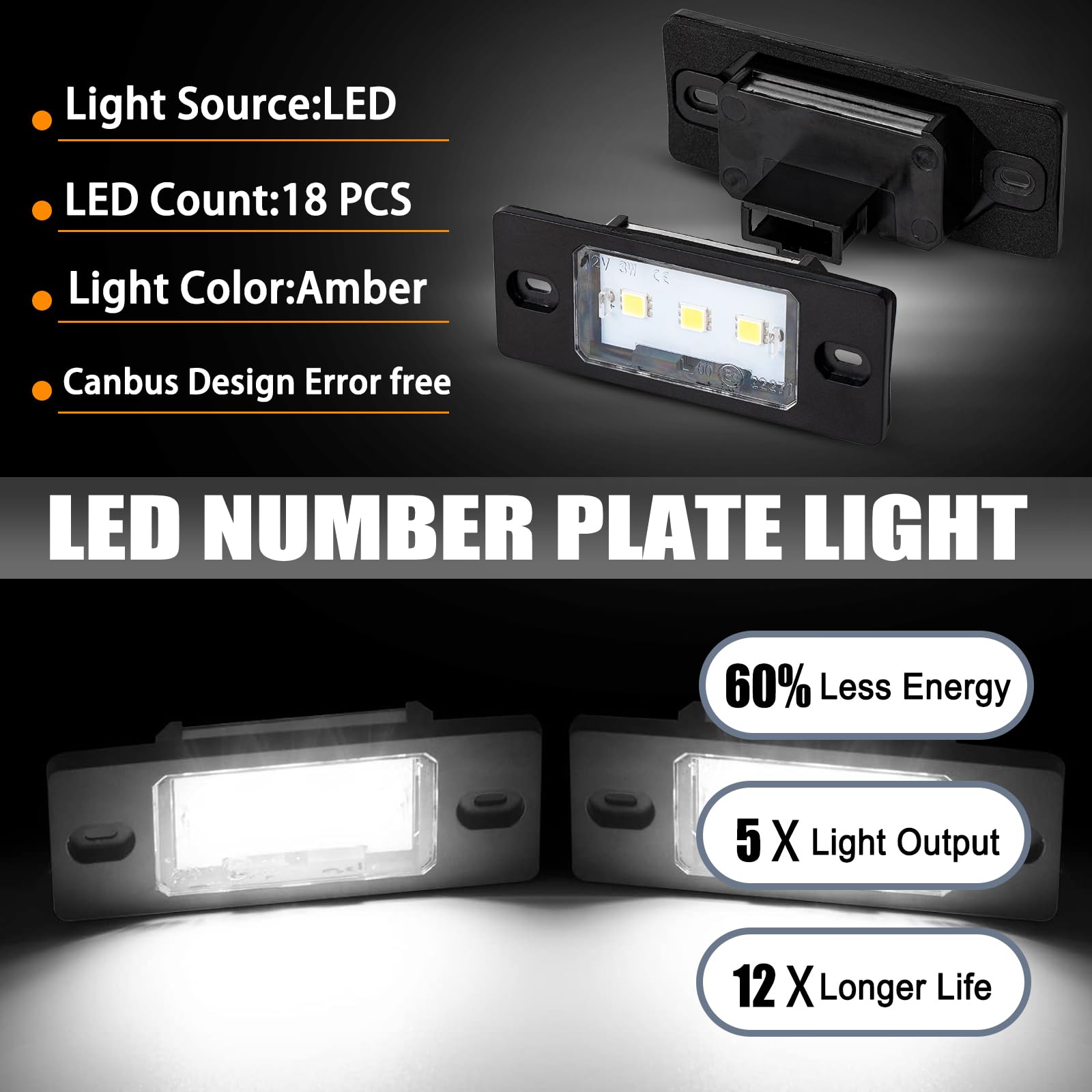 Luci Targa a LED per Porsche Cayenne VW GOLF5 Passat 3bg Tiguan Touareg Bora Skoda Fabia, Lampada Targa a LED 5050 SMD Canbus, 2 pezzi