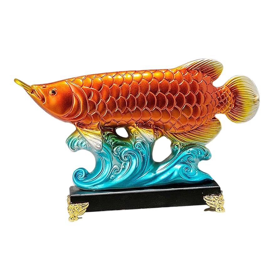 骨董品　中国　鯉の置き物 Amazon.co.jp: Toysmith 中国風水魚像鯉彫刻、幸運樹脂センター
