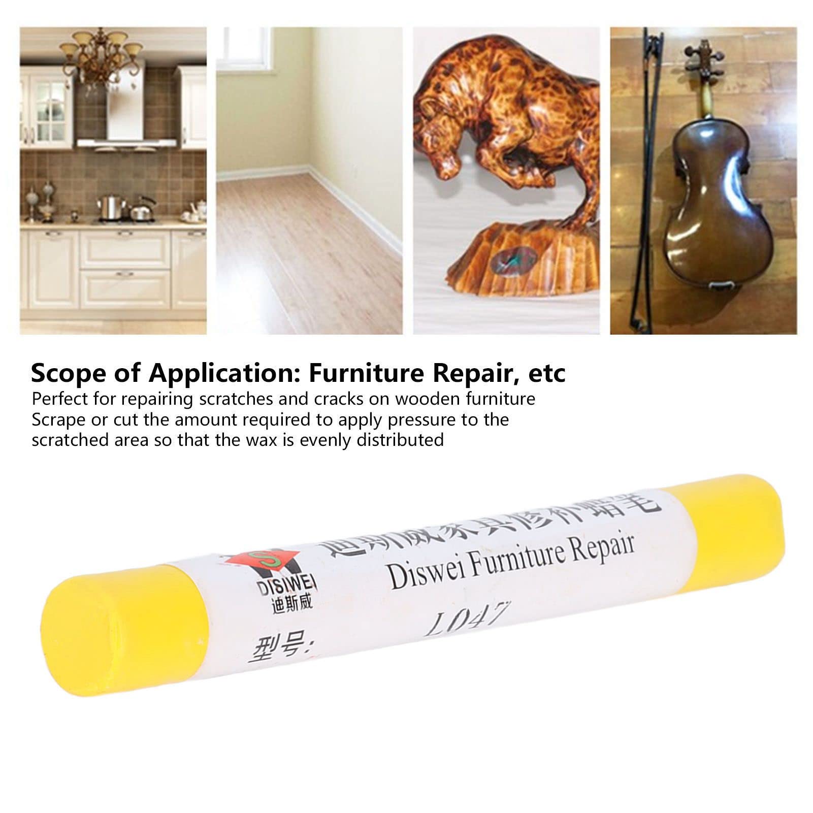 2PCS Wood Filler Sticks, Furniture Repair Kit Wood Markers Furniture Markers Touch up Wood Markers Wax Sticks for Scratches, Wood Floors (Yellow)