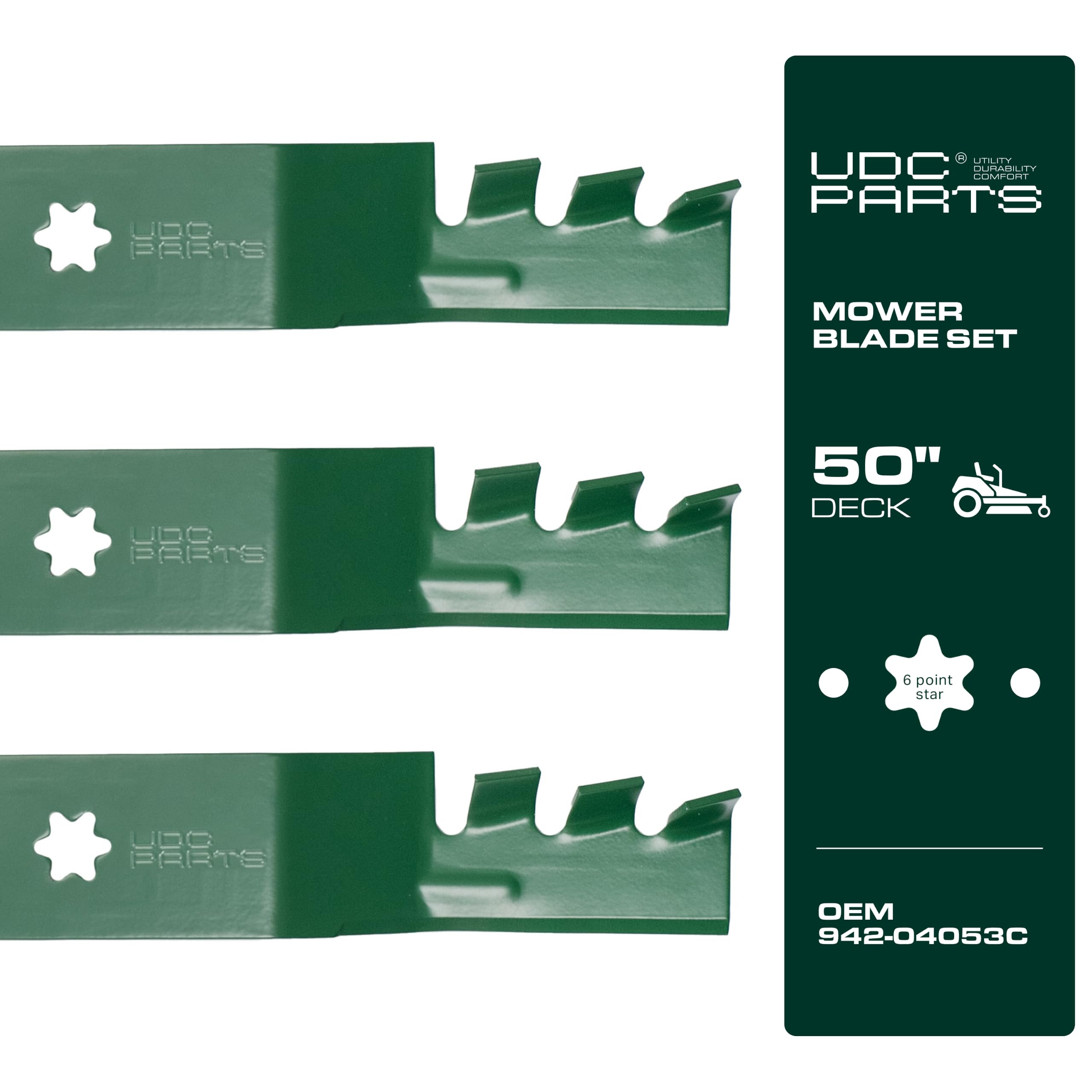 UDC Parts 942-04053C 6 Star Cub Cadet 50 Inch Mower Blades Replacement