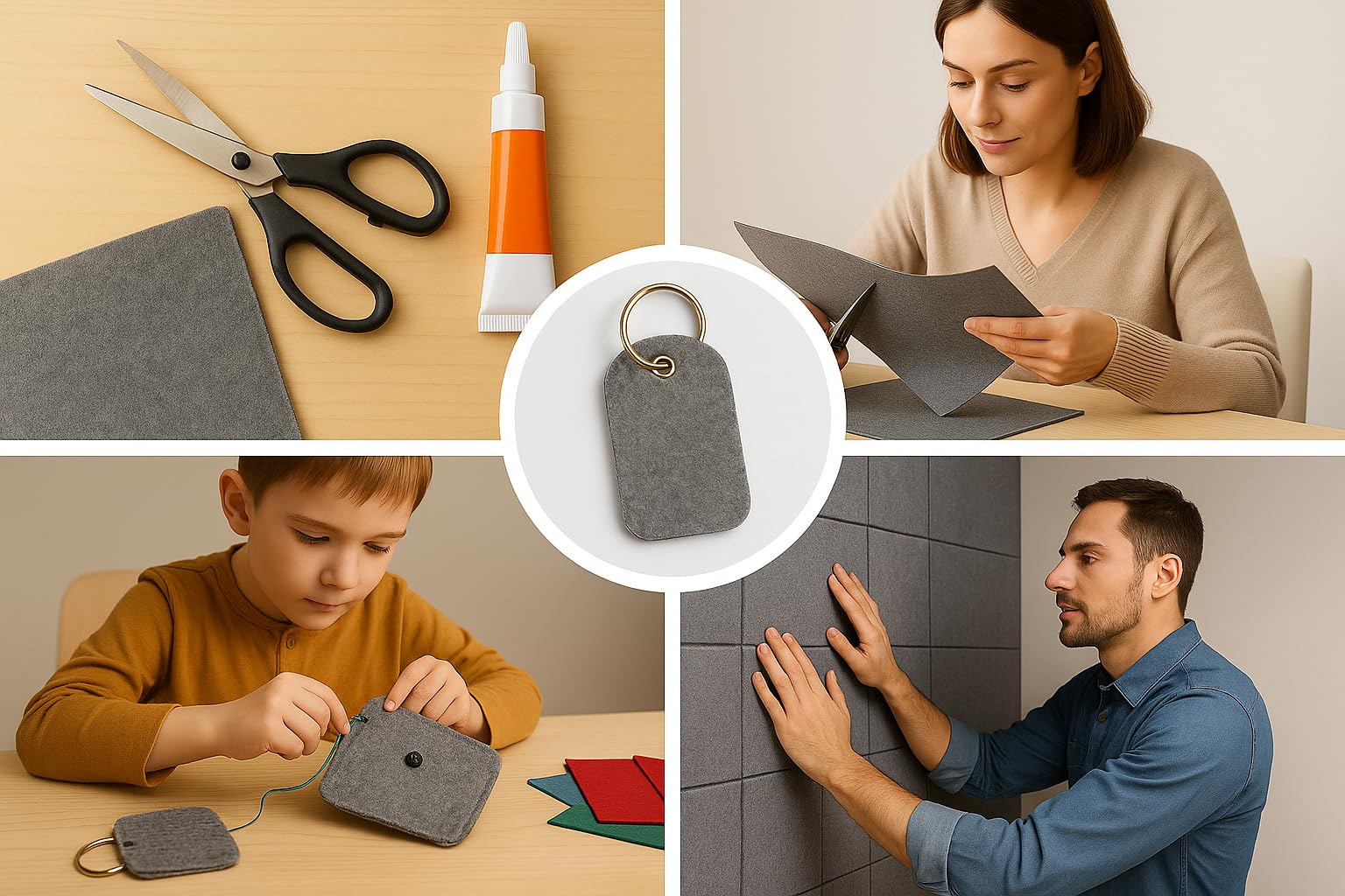 Bertoni Tissu en feutre gris épais 10 mm - 160 x 75 cm, 1200 g/m² - Feutre polyester robuste pour l'artisanat, l'isolation et l'isolation phonique