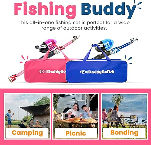 Miniatura 19 de DaddyGoFish Kids Fishing Pole - Rod Reel Combo Tackle Box Starter Set - First Year Small Dock Gear Kit for Boys Girls Toddler Youth Age Beginner