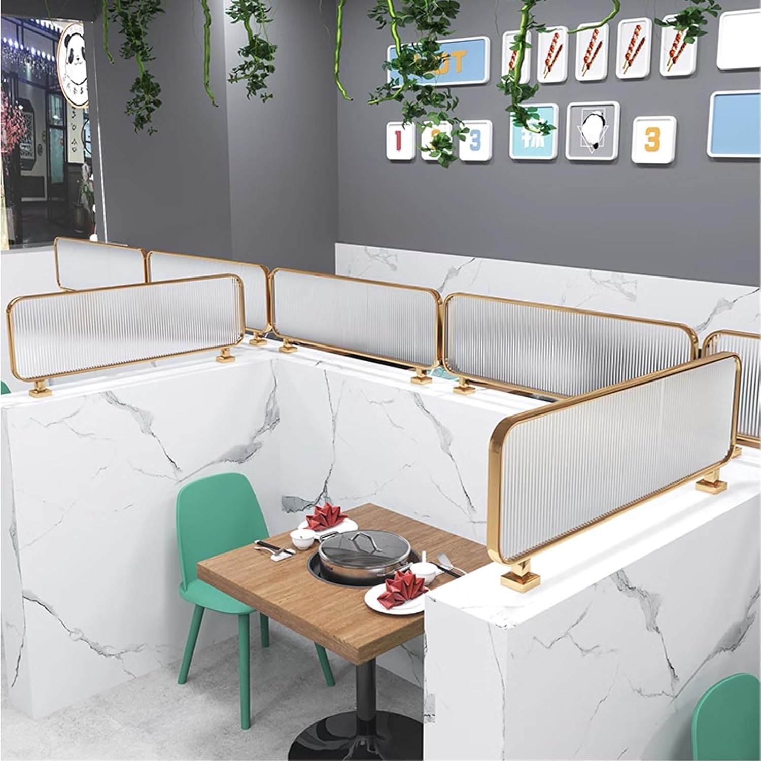 Glass Room Divider Office Partition Tempered Glass Panels Table Dividers Panels Partitions，Stylish Glass Partition – Elegant Room Divider for Dining Areas Kitchen Office Restaurant & Ho