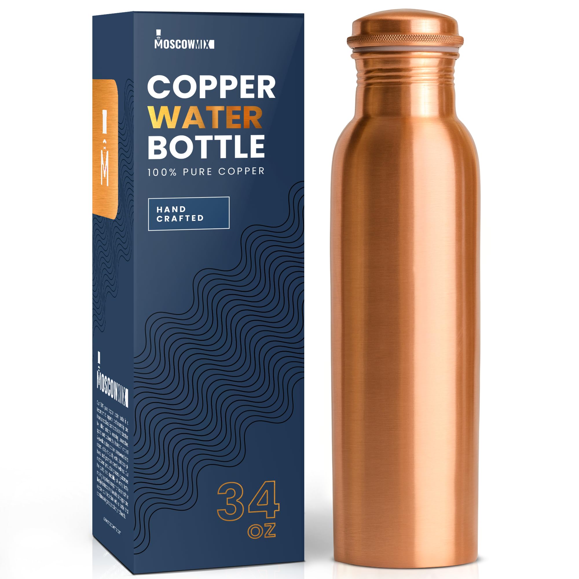 Amazon.com: Copper Water Bottle for Drinking 34 oz Extra Large