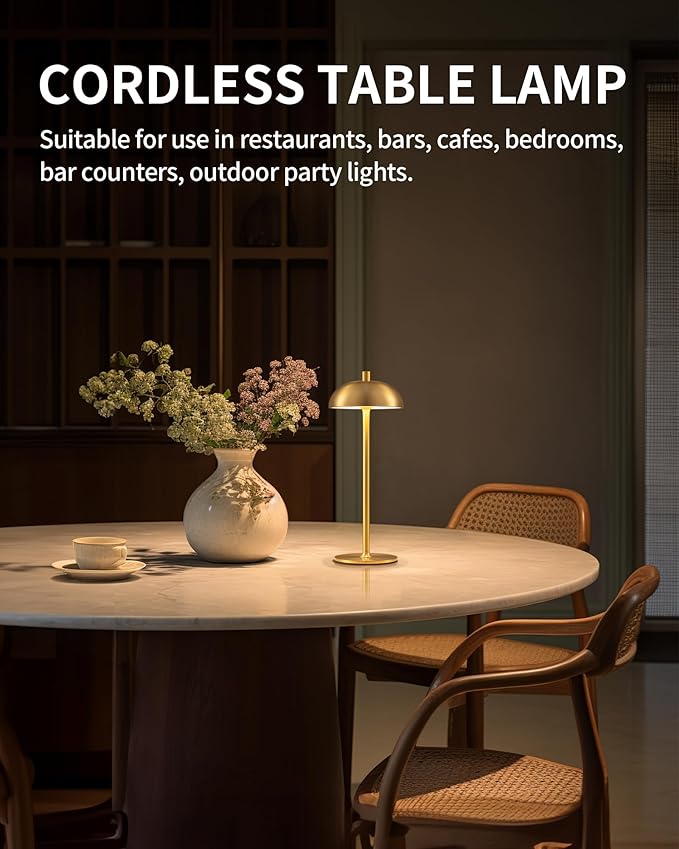 Lámpara de Mesa LED Recargable 12 pulgadas Juego de 2 - Dorada miniatura 9