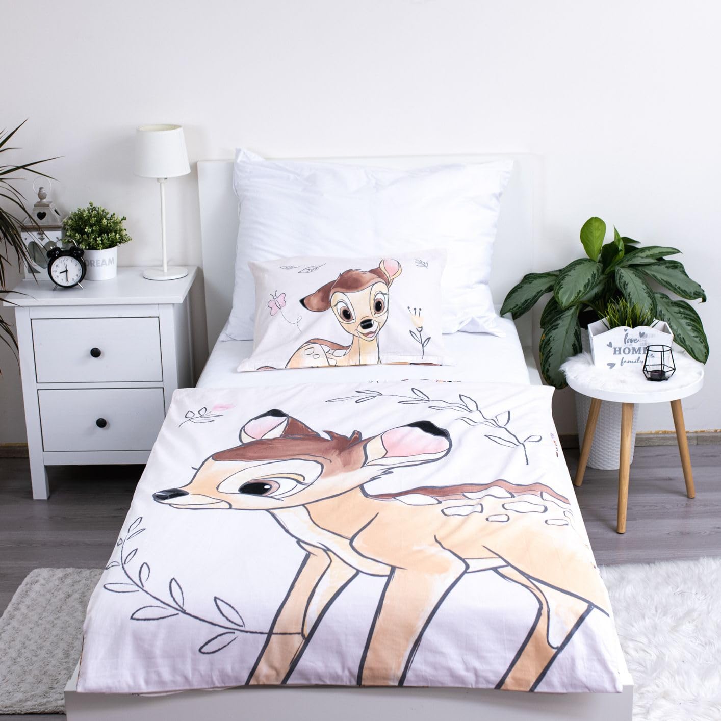 Jerry Fabrics - Set di biancheria da letto per culla per bambini, motivo: Bambi, copripiumino 2 pezzi 100 x 135 cm + federa 40 x 60 cm, 100% cotone