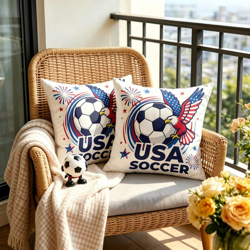 USA Soccer Linen Pillow Covers -24x24