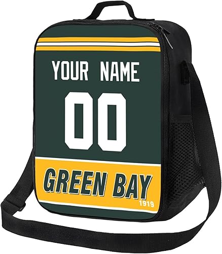 ANTKING Green Bay - Fiambrera para lonchera, enfriador personalizado con cualquier nombre y número, regalos personalizados