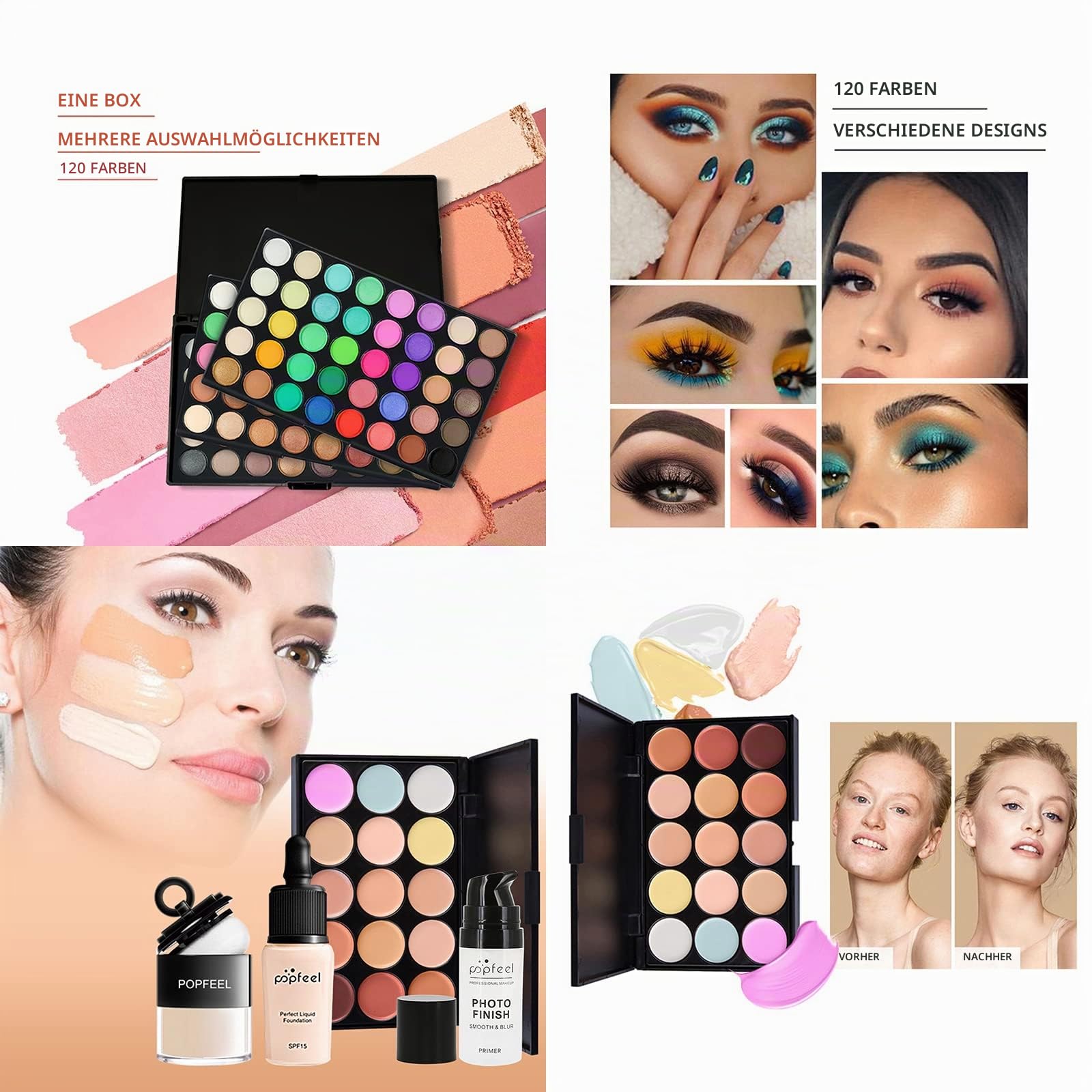 All in One Make Up Set, Make-up Sets, Schminke Set für Frauen, Makeup Set Starter Kit Kosmetik Schmink Set mit Lidschatten Palette, Lippenstift, Eyeliner, Mascara, Pinsel Für Frauen Mädchen