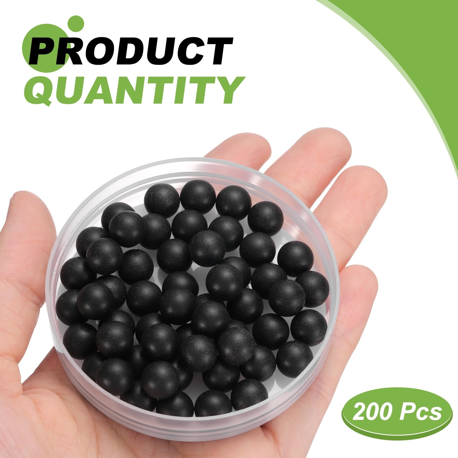 sourcing map PP-Kunststoff-Kugellagerkugeln, 9 mm, massive Kunststoffkugeln, G2, Präzisions-Polypropylen-Mini-Kugel, Schwarz, 200 Stück