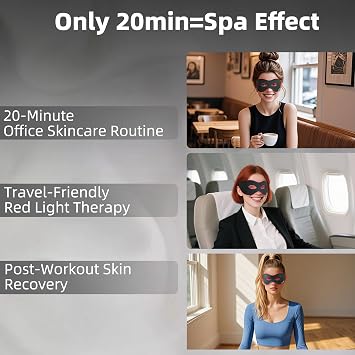 Red Light Therapy Eye Mask, 36 LED Dual Chip Clinical Grade with 660nm & 850nm Near-Infrared Light, Rechargeable Eye Cover for Face Skin Health, Sleep Support & Recovery, Home Use