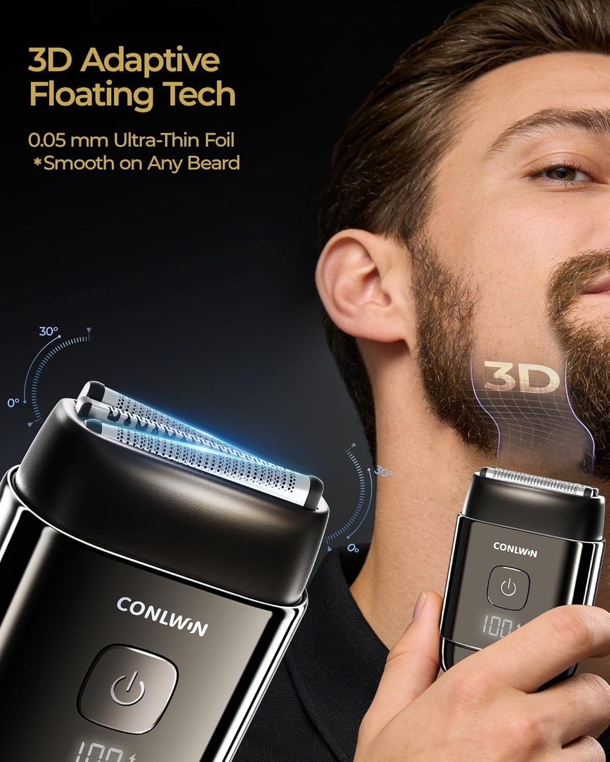 Electric Foil Shavers for Men, Self-Clean Mini Electric Razor with 3D Floating Blades, Travel Shaver with 2-Way Magnetic Cap, USB-C Fast Charge, Waterproof Wet/Dry for Face, Beard & Neck