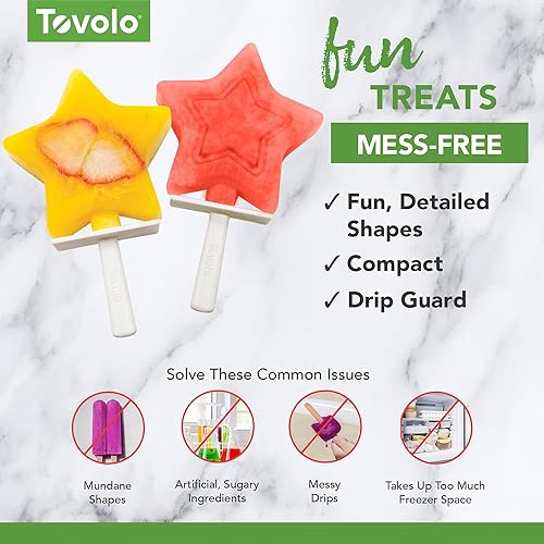 Miniatura 5 de Tovolo - Juego de moldes para paletas en forma de estrella, paquete de 4 moldes apilables para paletas con protección antigoteo, silicona sin BPA