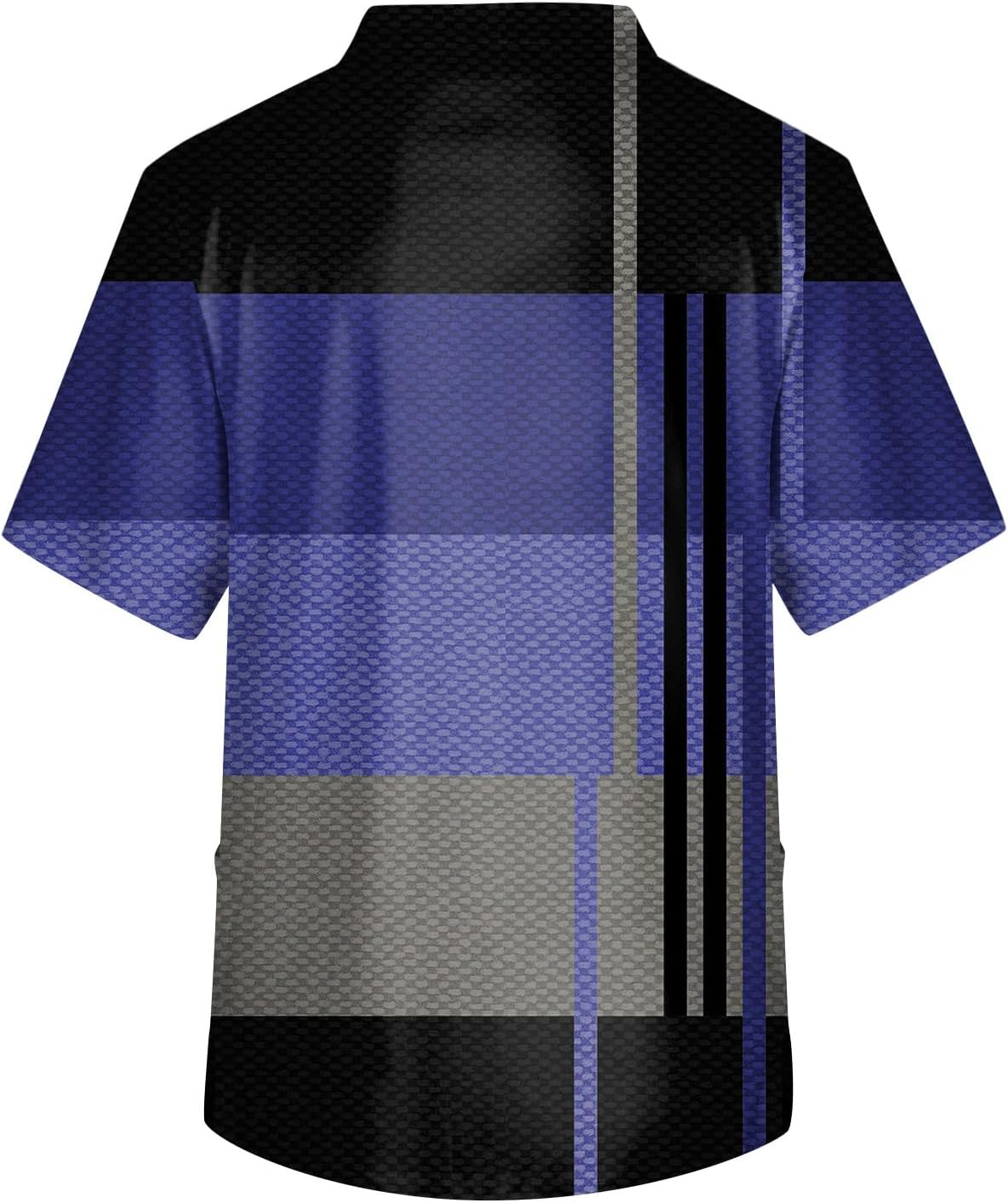 Mens Scrub Shirts V Neck Striped Plaid Printed Casual Shirt Pockets Short Sleeve Comfy Summer Tops for Men