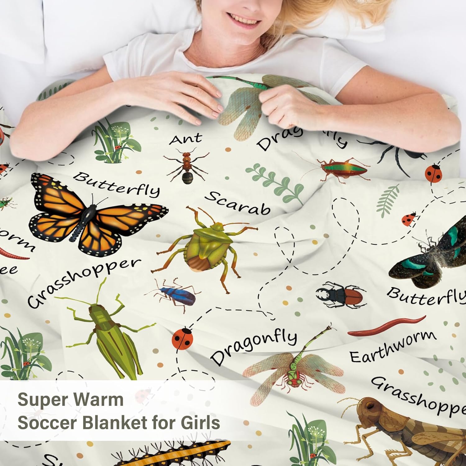 Insects Blanket Gifts for Women, 50"*60" Blanket Gift for Boys Girls Birthday Christmas Thanksgiving, Insect Bug Decor, Entomology Gifts for Adult Who Love Bugs - Image 4