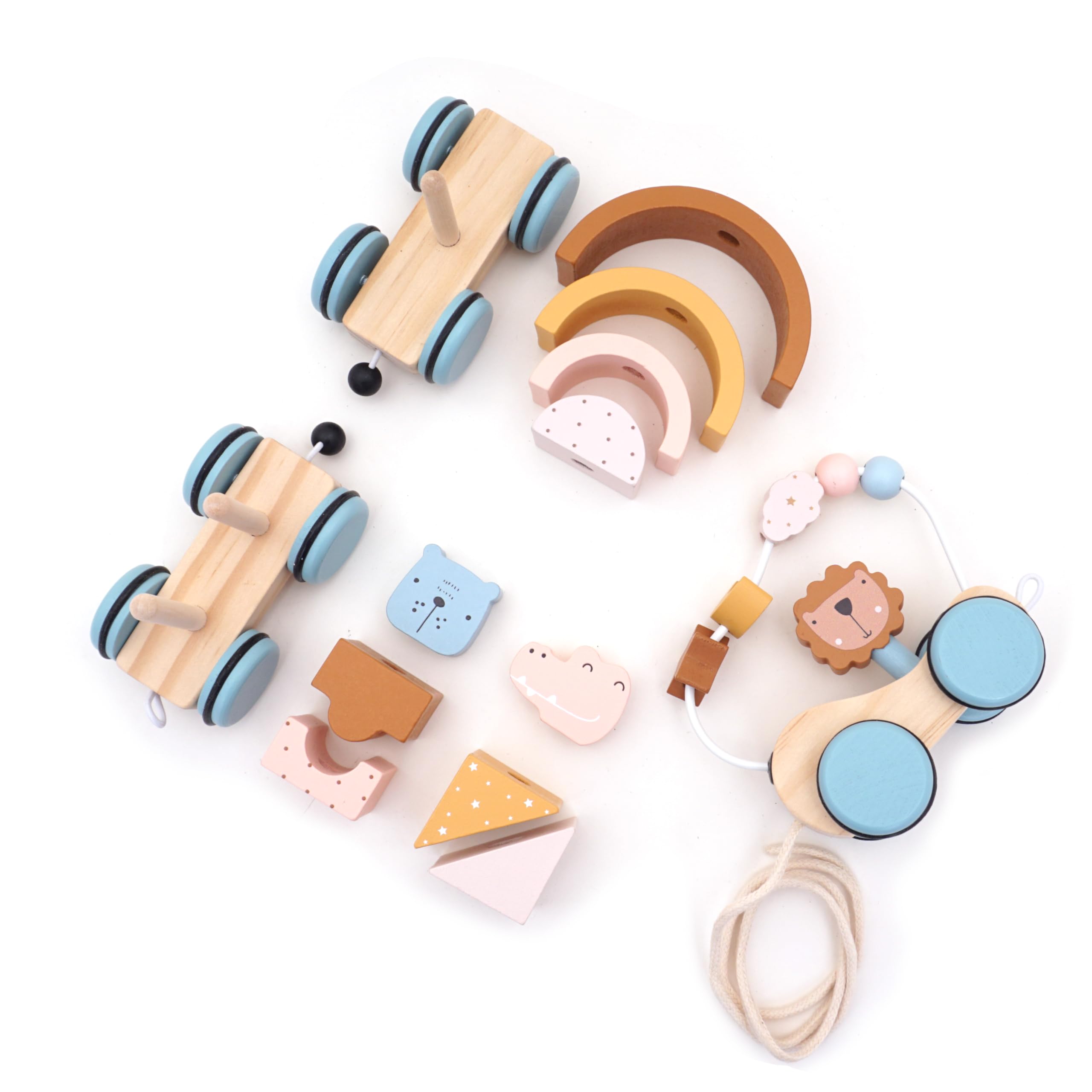 Wooden Toy Train & Stacking Blocks - Educational Gift -7