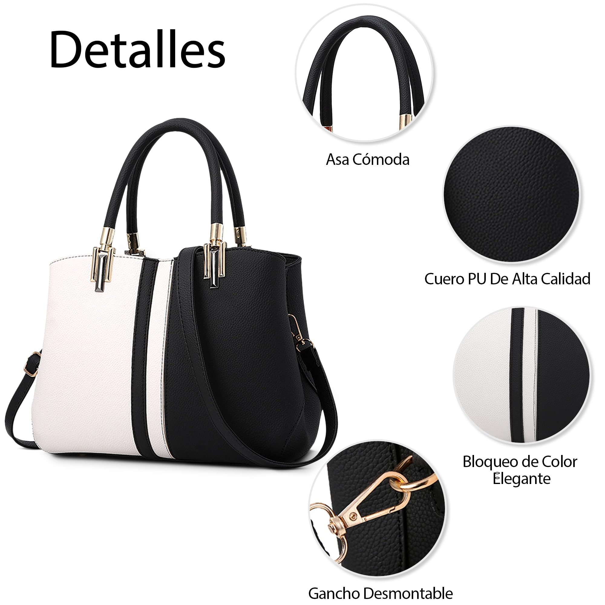 VARLIVOO Nuevo Elegante Bolsos para Mujer Bolsos de Mano Bolsos Mujer Bolso de Hombro de Mujer Totes para Mujer Bolso Señoras Hobo Bolsas PU Cuero Negro