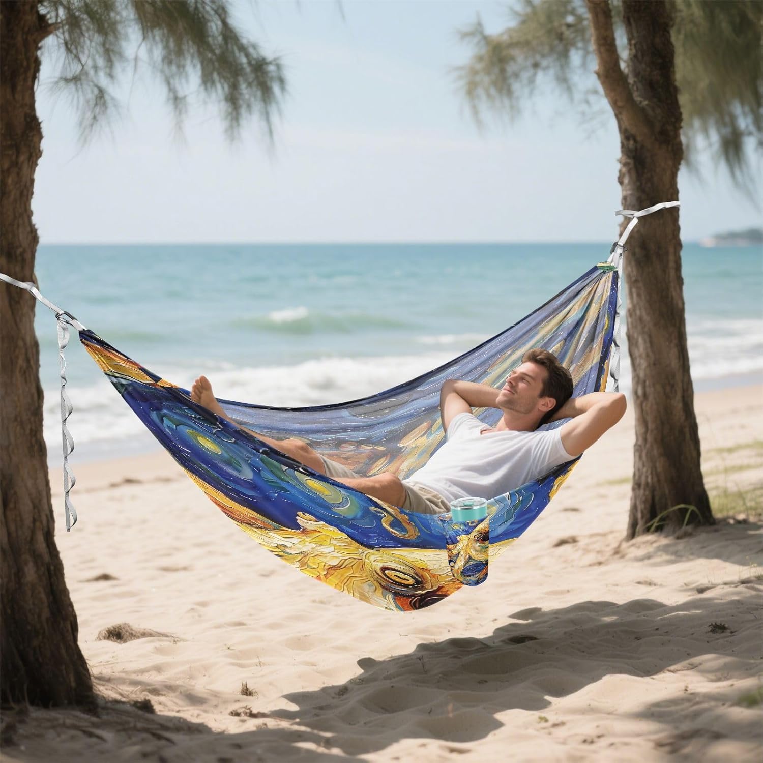 ALAZA Octopus Starry Sky Camping Hammocks Single or 2 Person 500 lbs Portable Parachute Travel Hammock w/Tree Straps for Hiking Backpacking Indoor Outdoor