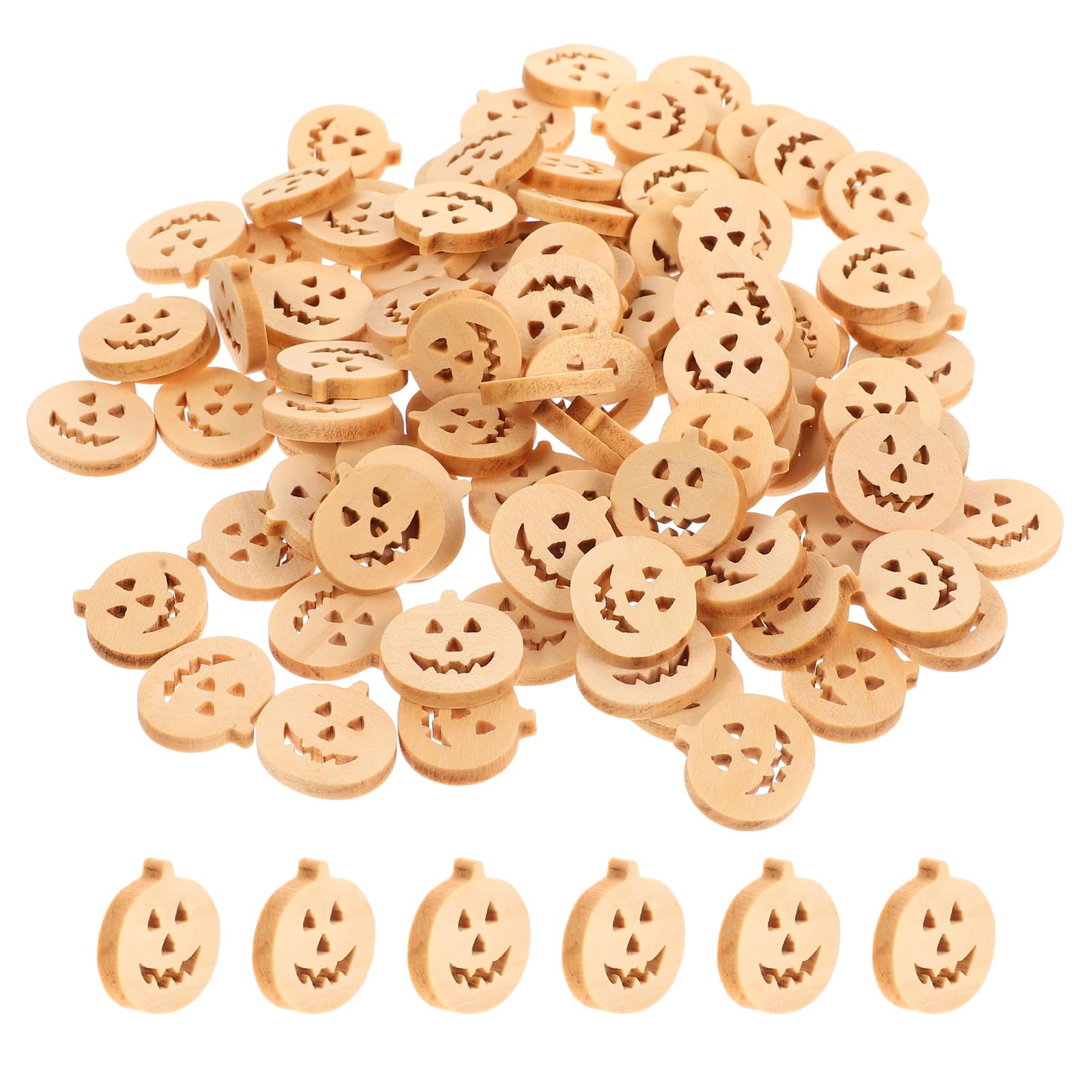 LIFKOME 100pcs Wooden Pumpkin Cutouts Blank Unfinished Pumpkin Buttons Card Making Embellishments Jack o Lantern Ornament Buttons for DIY Handmade Projects Crafts - Image 4
