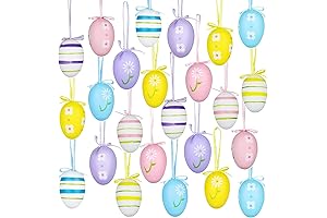 24 Count Easter Tree Decorations: Painted Easter Egg Ornaments for Kids Crafts