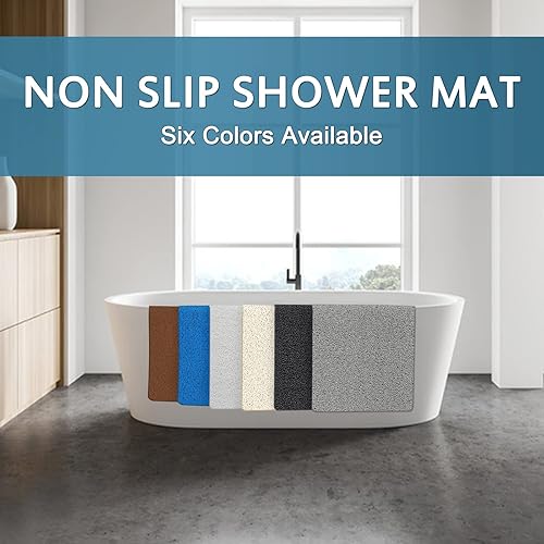 Miniatura 7 de Tapetes de ducha extra largos antideslizantes, 17.1 × 59 pulgadas, tapete de baño para ducha, tapetes de lufa para ducha y baño, secado rápido,