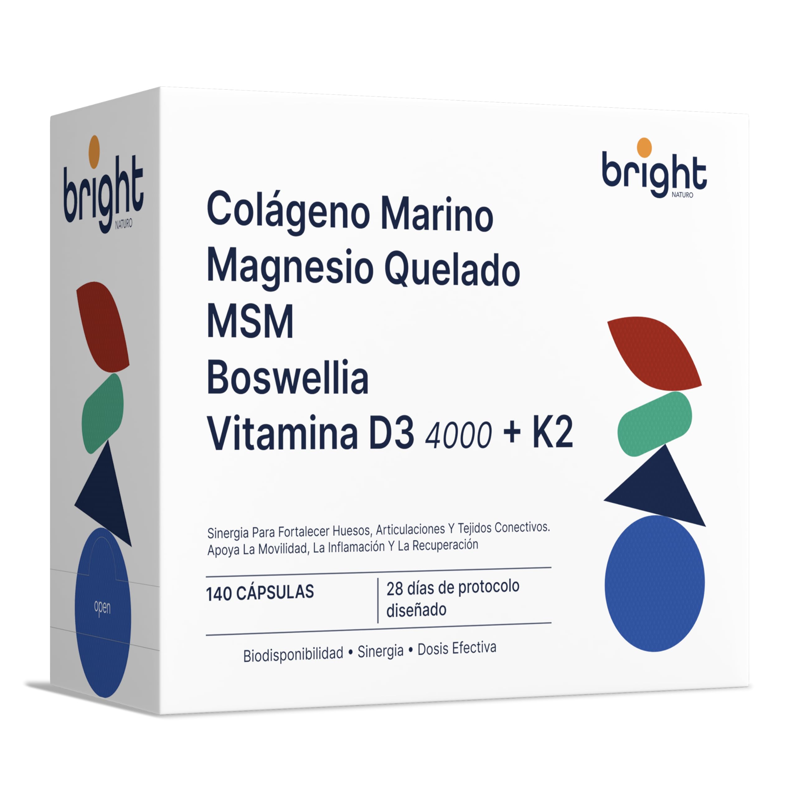 Colágeno Marino con Ácido Hialurónico, Magnesio Quelado, MSM, Boswellia, Vitamina D3 y K2 4000 - SmartAbsorb™ | para la piel, las articulaciones y los huesos | 28 sobres diarios