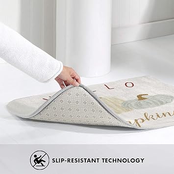 Hello Fall Pumpkin Bath Mat Rug for Bathroom Floor Plush Mats Small Bathmats Soft Washable Non Slip Absorbent Shower Carpet Kitchen Sink Rugs Bathroom Decor Accessories