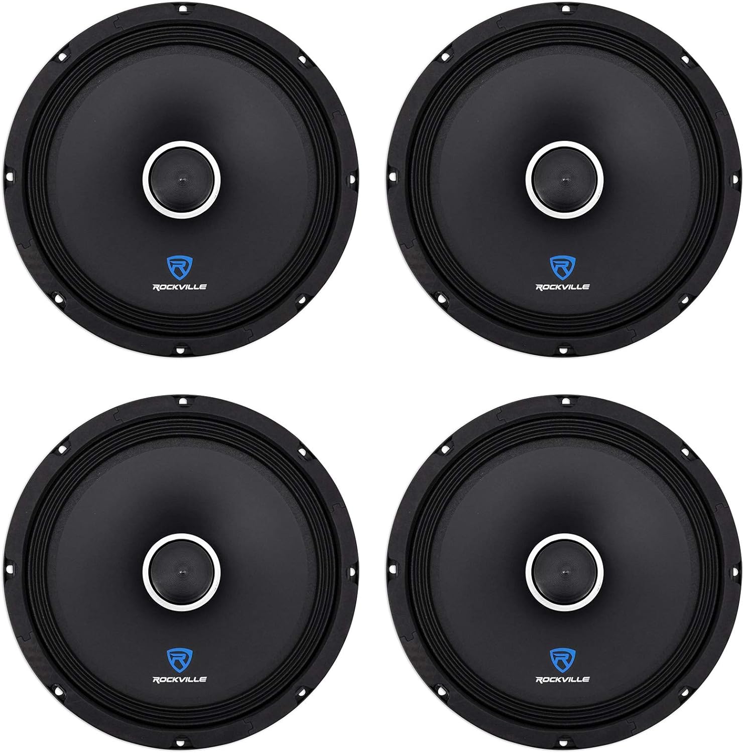 Rockville (4) RXM108 10" 2400w 8-Ohm SPL Car Midrange Mid-Bass Speakers w/Bullet