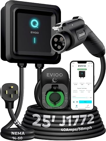 EVIQO Level 2 EV Charger J1772 40A NEMA 14-50 - 240V Wall Charging Station