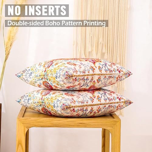 Miniatura 10 de CARRIE HOME Boho Home Decor - Juego de 2 fundas de almohada de terciopelo azul marino y blanco de 16 x 16 pulgadas, bonitas almohadas decorativas