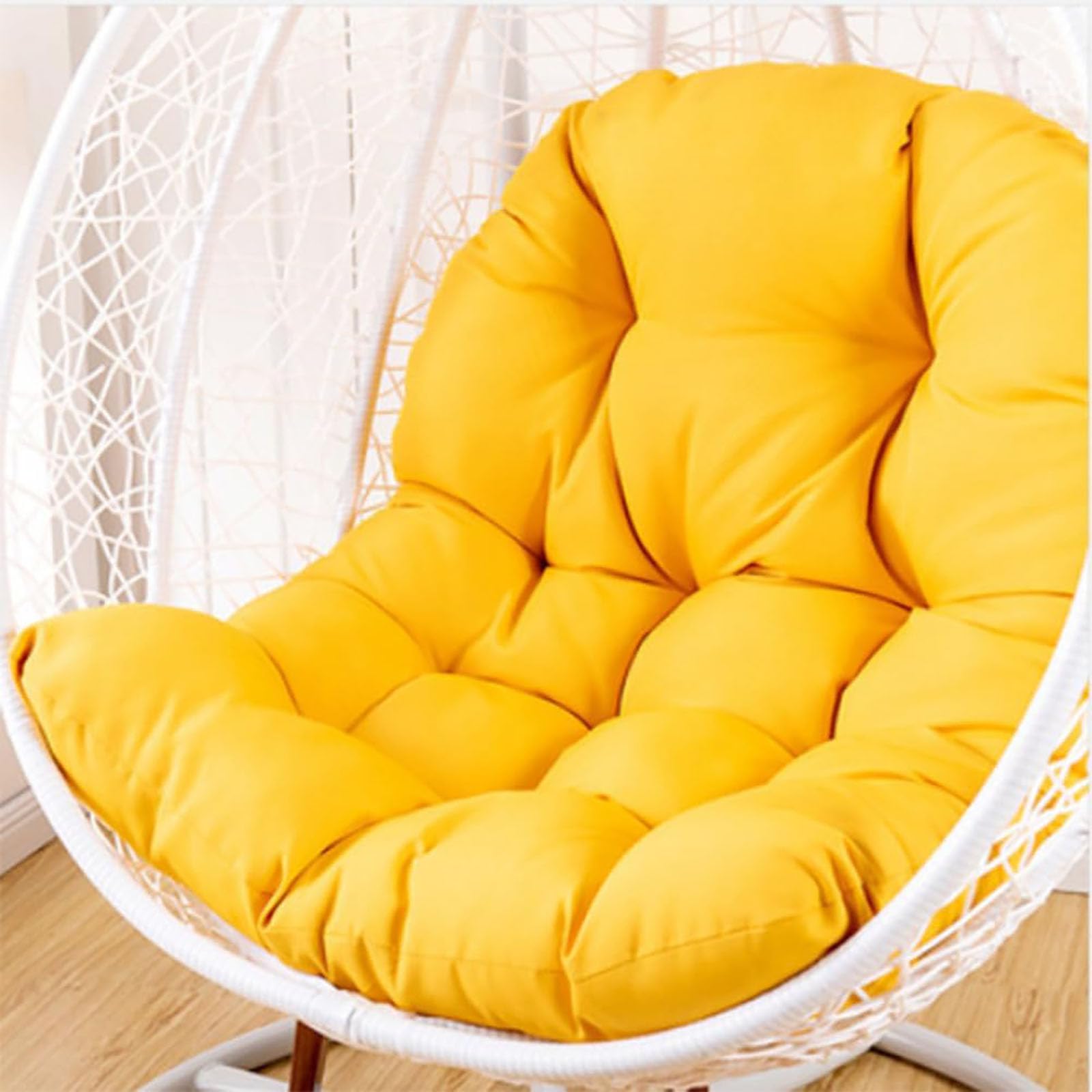Hanging Chair Cushion Seat Pad, Replacement Cushion for Garden Hanging Swing Outdoor Washable Rocking Chair Seat for Hanging Basket Hammock Chair Basket Back Cushion,Yellow — image 1