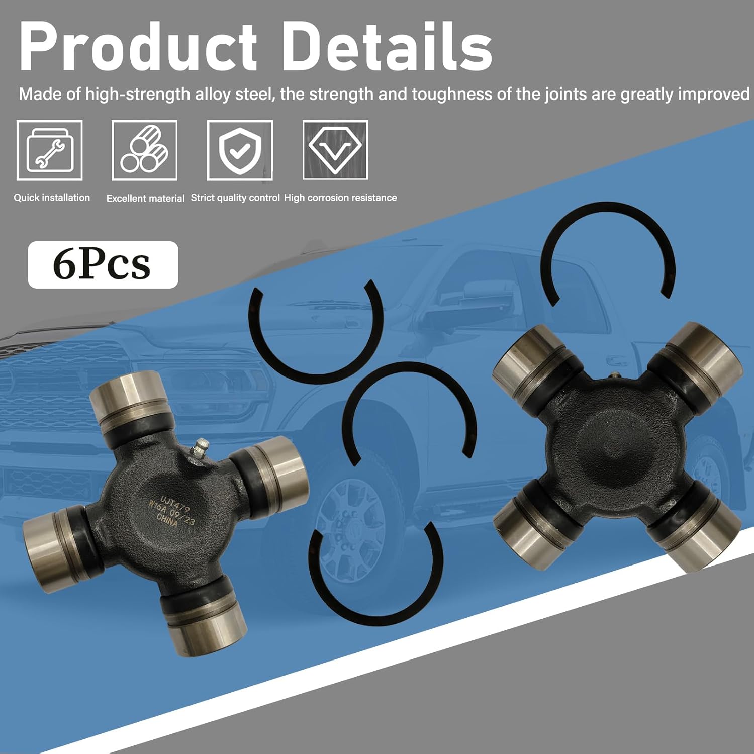 2Pcs Outer Axle Universal Joint Kit Compatible with Ram 2500/3500 4 Wheel Drive 2011-2023 Ram 4500/5500 2008-2014, Drive Outer Axle U Joint Replaces 228113 68065428AC 2AMGR428AC