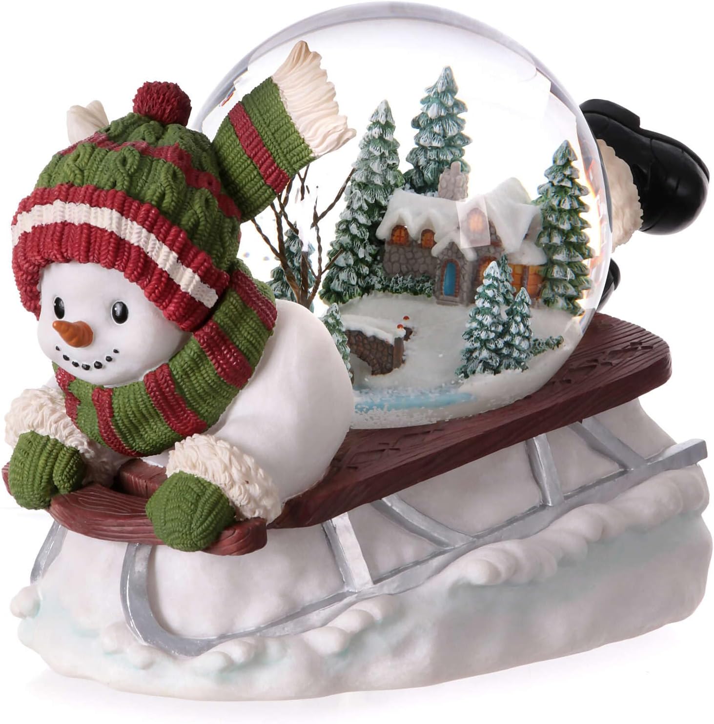 Snowman on sled Music Snow Globe Glass 20x25x15 cm