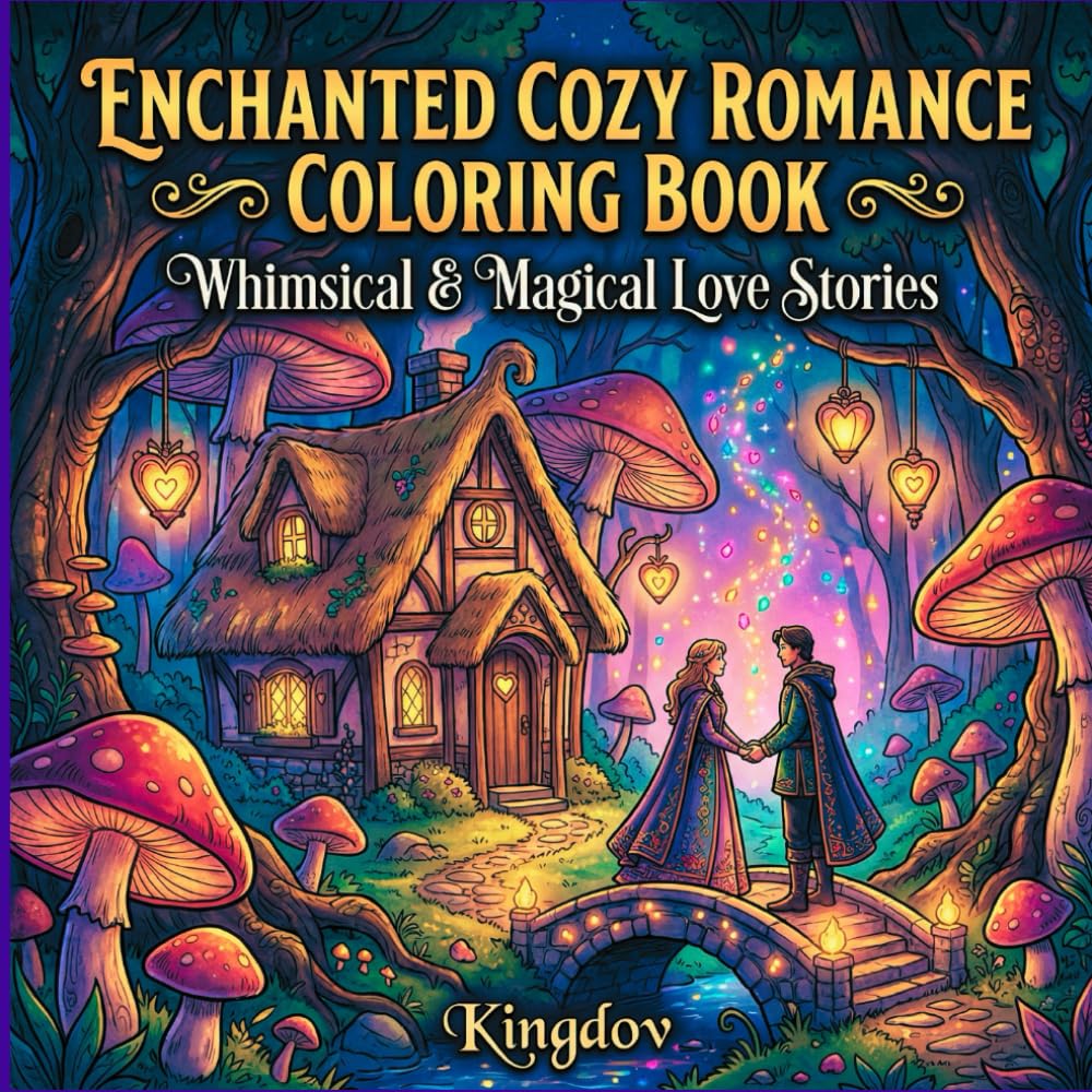 Enchanted Cozy Romance Coloring Book: Magical Love Scenes & Relaxing Fantasy Worlds for Adults & Teens (Cuzy Coloring Books Collection)