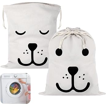Pack of 2 Laundry Bag Travel Laundry Bag Travel Laundry Bag Travel Laundry Bag with Drawstring Cotton Laundry Bag Dirty Laundry Bag for Storing Dirty Clothes 62 x 46 cm